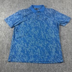 Oakley Hydrolix Polo Shirt Mens Large Blue Geometric Golf Short Sleeve